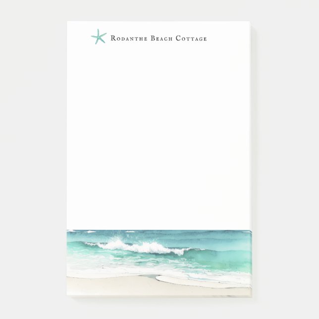 Watercolor Ocean waves starfish Notepad (Front)