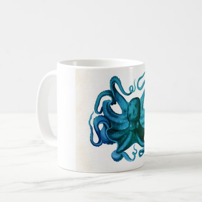 Watercolor Octopus Illustration Coffee Mug (Front Left)