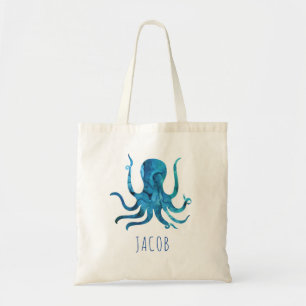 Watercolor Octopus Marine Kids Personalised Tote Bag