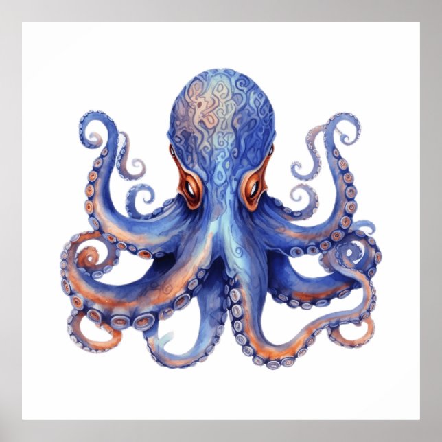  Watercolor Octopus  Poster (Front)