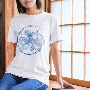 Watercolor Octopus Sea Creature Tri-Blend Shirt
