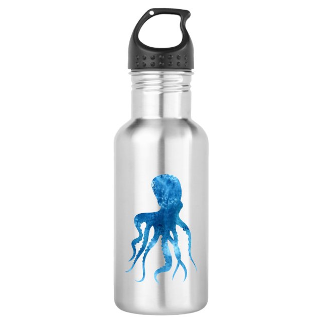 Watercolor octopus silhouette 532 ml water bottle (Front)