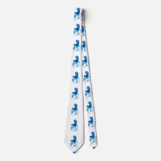 Watercolor octopus silhouette tie (Front)
