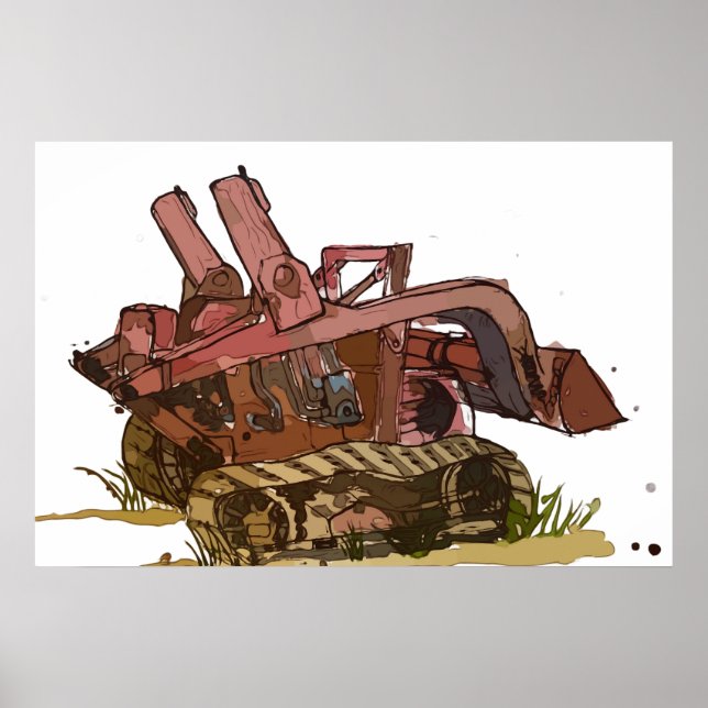 Watercolor of a orange cat tracked logger poster (Front)