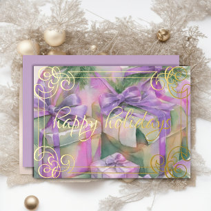 Watercolor of Christmas Gifts Peach Mint Lavender