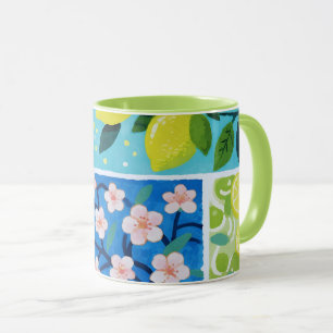 Watercolor of Lemon and Cherry Blossom Mug