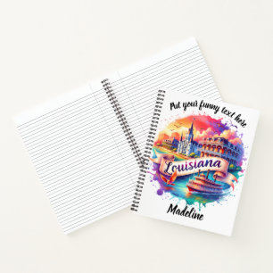 Watercolor of Louisiana on notebook