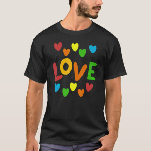 Watercolor of love with colorful mini hearts T-Shirt