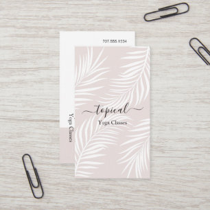 Watercolor of white palm leaves Yoga Classes Business Card