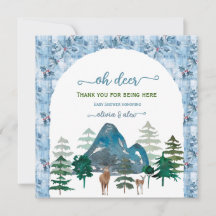 Watercolor oh deer baby boy shower thank you