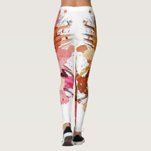 Watercolor Oil Paint Pink Orange canvas Brush Leggings