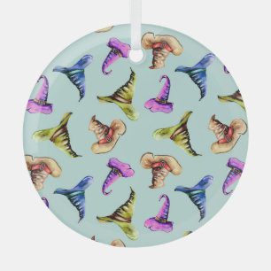 Watercolor old hats: blue background. glass tree decoration