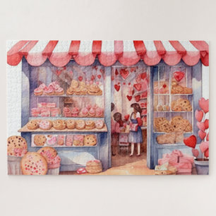 Watercolor Old Town Cookie Shop Jigsaw Puzzle
