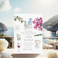 Watercolor Olive Blue tile Greece Wedding