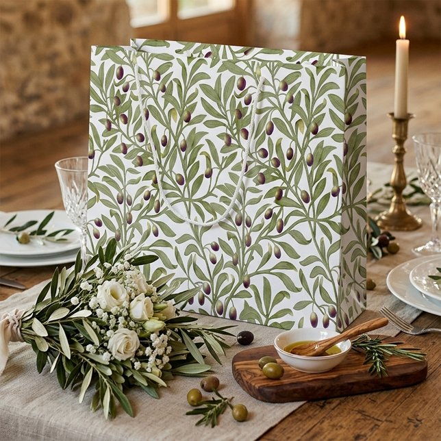 Watercolor Olive Branch Botanical Large Gift Bag (Watercolor Olive Branch Botanical Large Gift Bag)
