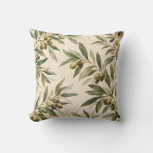 Watercolor Olive Branch Botanical Mediterranean Th Cushion
