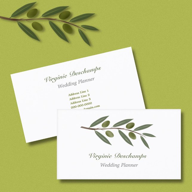 Watercolor Olive Branch Business Card (Watercolor Olive Branch Business Card)