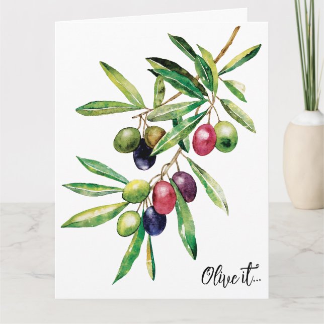 Watercolor Olive Branch Card (Front)