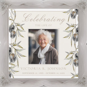 Watercolor Olive Branch Celebration of Life Invitation