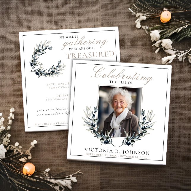 Watercolor Olive Branch Celebration of Life Invitation (Creator Uploaded)
