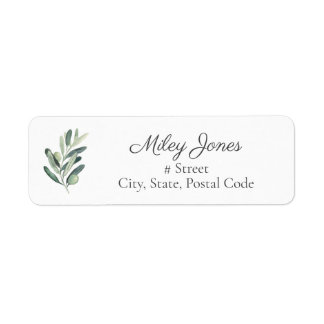 Watercolor Olive Branch Elegant Return Address