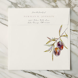Watercolor Olive Branch From the Family Of Funeral Envelope