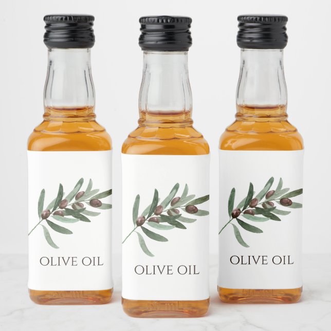 Watercolor Olive Branch Illustration Customisable  Liquor Bottle Label (Bottles)