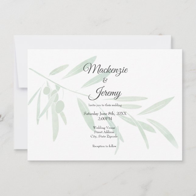 Watercolor Olive Branch Invitation (Front)