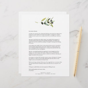 Watercolor Olive Branch Letterhead Template