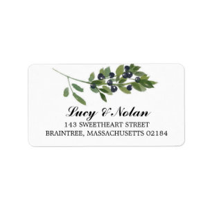 Watercolor Olive Branch   Mailing Address Label