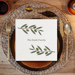 Watercolor Olive Branch Napkin