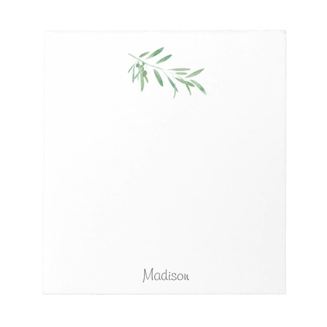 Watercolor Olive Branch Notepad (Front)