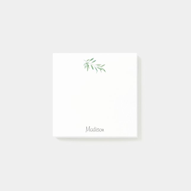 Watercolor Olive Branch Post-it Notes (Front)
