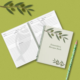 Watercolor Olive Branch Recipe Notebook