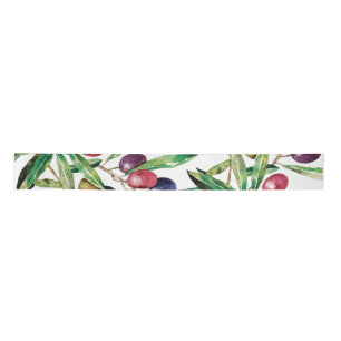Watercolor Olive Branch Satin Ribbon