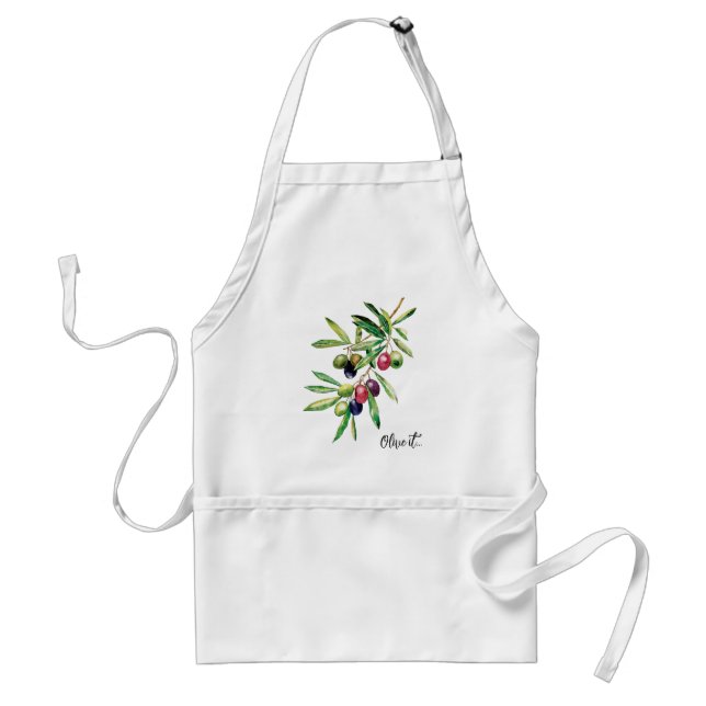 Watercolor Olive Branch Standard Apron (Front)