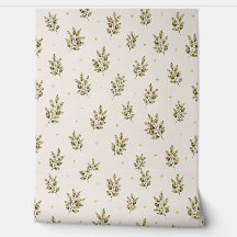Watercolor Olive Branch Toss Botanical Pattern 