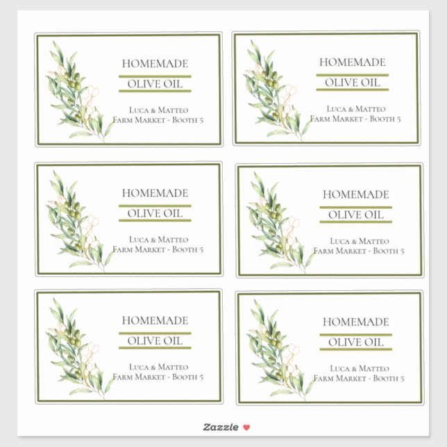Watercolor Olive Branch Transparent Product Labels (Sheet)