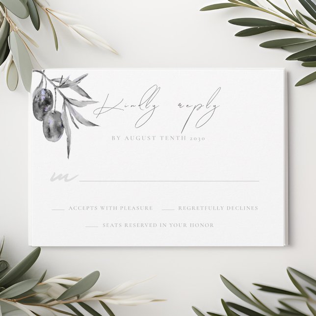 Watercolor Olive Branch Wedding RSVP Response Card (Creator Uploaded)