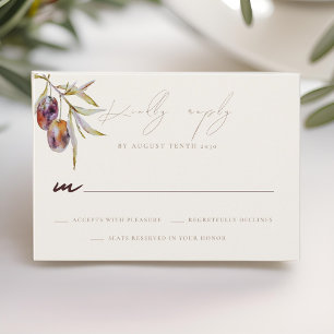 Watercolor Olive Branch Wedding RSVP Response Card