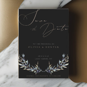 Watercolor Olive Branch Wedding Save the Date Card