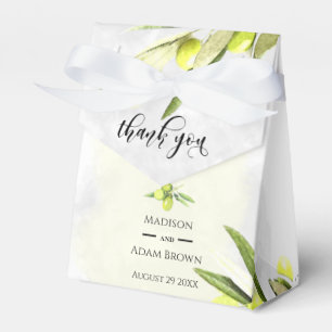 Watercolor Olive Branches Wedding Thank You Favour Box