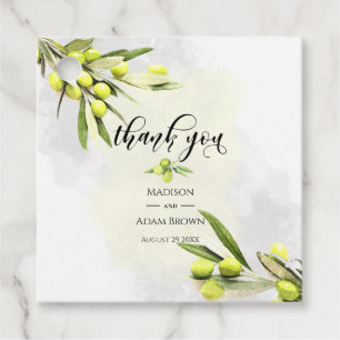 Watercolor Olive Branches Wedding Thank You Favour Tags