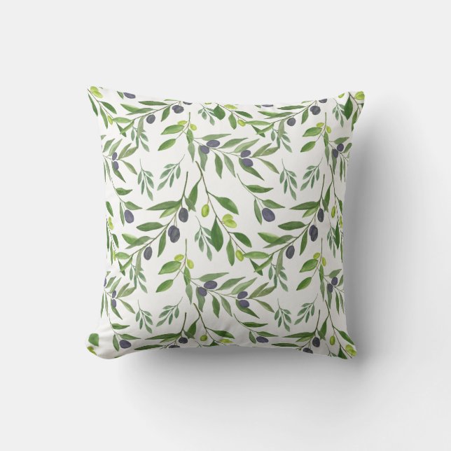Watercolor Olive  Cushion (Front)