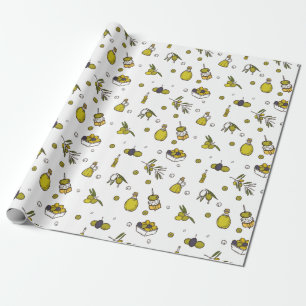 Watercolor Olive, Olive Branch & Oil Bottle Wrapping Paper
