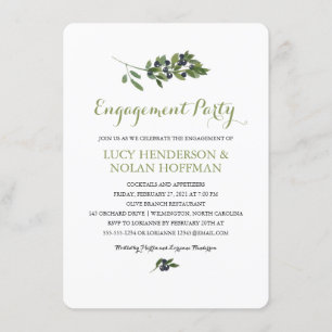 Watercolor Olive Orchard Engagement Party Invitation