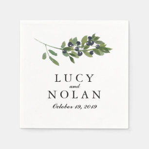 Watercolor Olive Orchard Wedding Reception Napkin