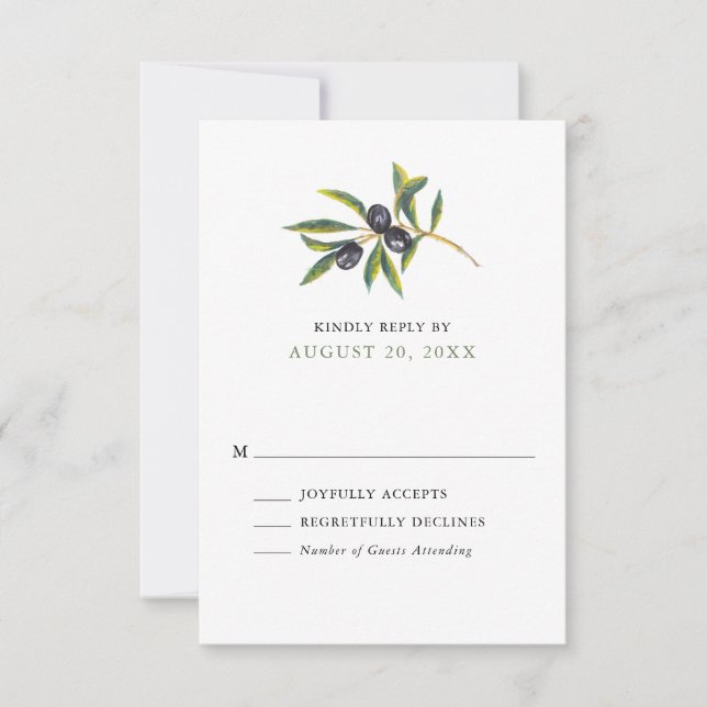 Watercolor Olive Orchard Wedding RSVP (Front)