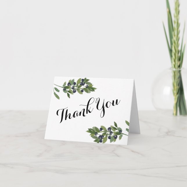 Watercolor Olive Orchard Wedding Thank You Card (Front)