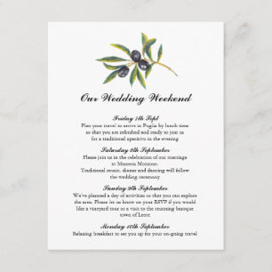 Watercolor Olive Tree Branch   Itinerary Enclosure Card